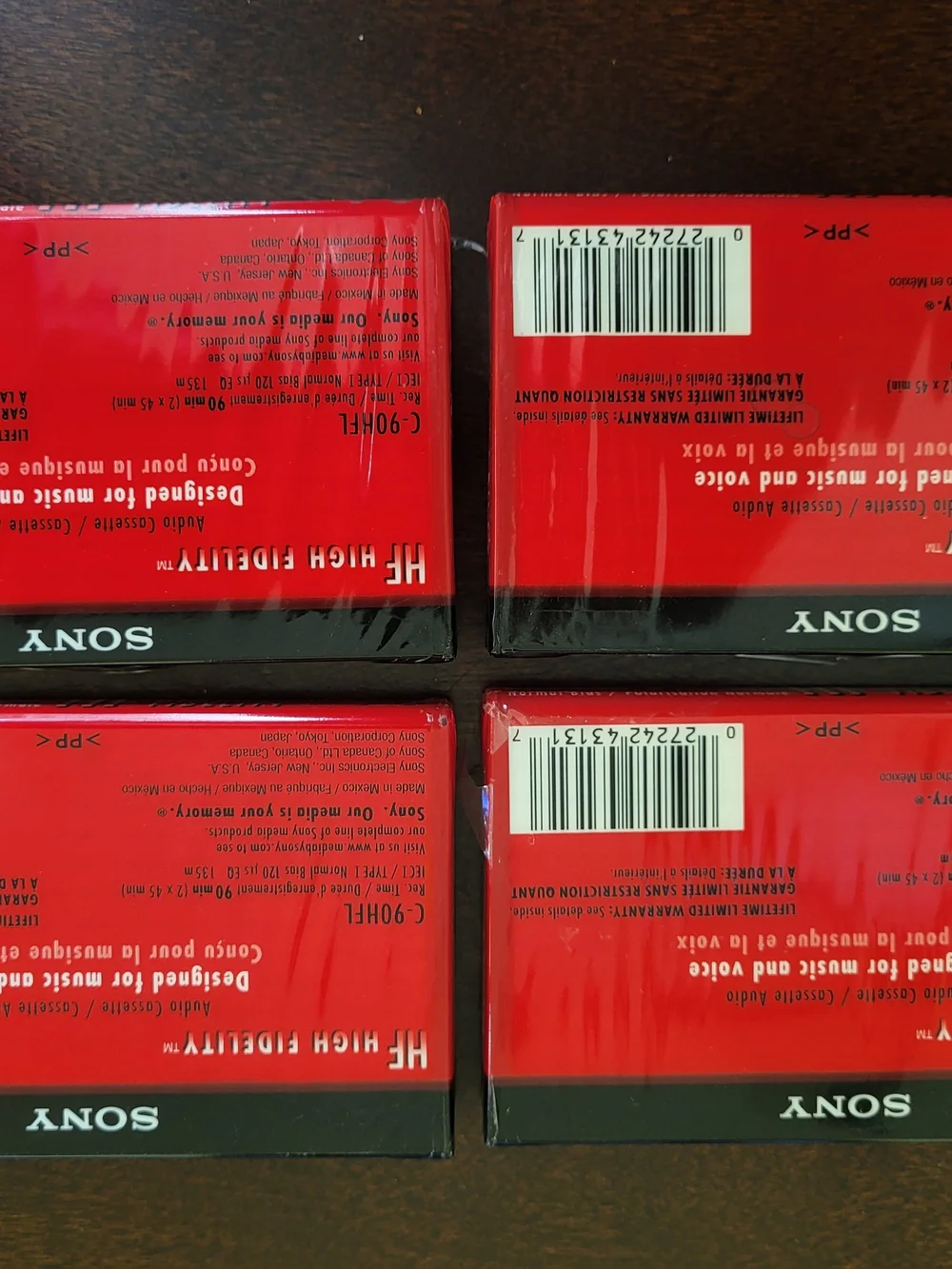 Sony Red and Black HF 90 Audio Cassette Pack (4)